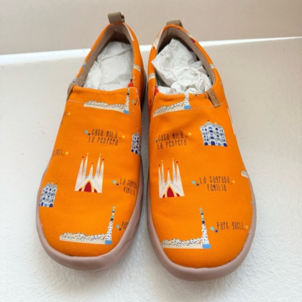 UIN Size 9.5 Slip On Womens Shoes Canvas Upper orange casa mild la pedrera